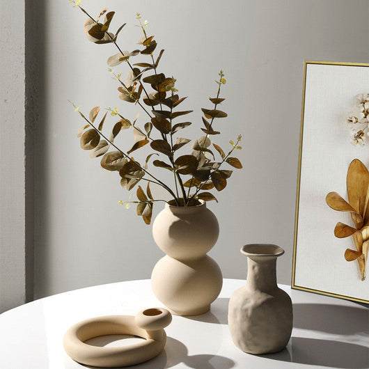 Modern Minimalist Ceramic Vase Flower Ornaments - Moon Store