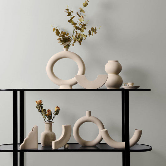 Modern Minimalist Ceramic Vase Flower Ornaments - Moon Store