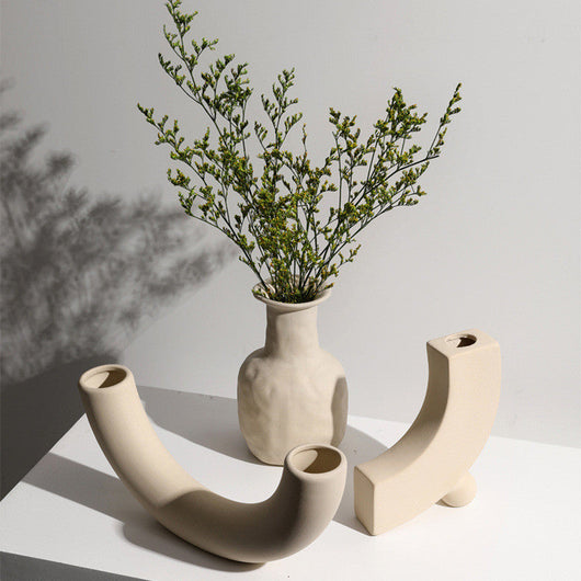 Modern Minimalist Ceramic Vase Flower Ornaments - Moon Store